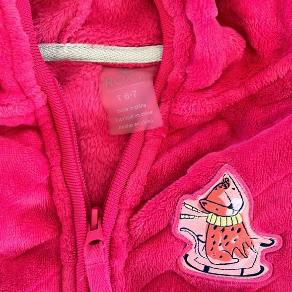 Roxy, fleece onesie, pink, size 6-7 - Picture 2 of 4